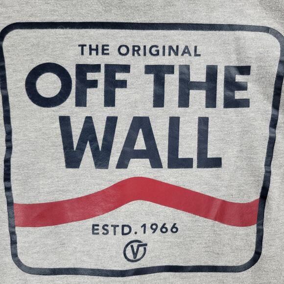 Vans Off The Wall Hoodie Youth L Gray Spell Out‎ Logo Kangaroo Pouch Pullover - Picture 5 of 15